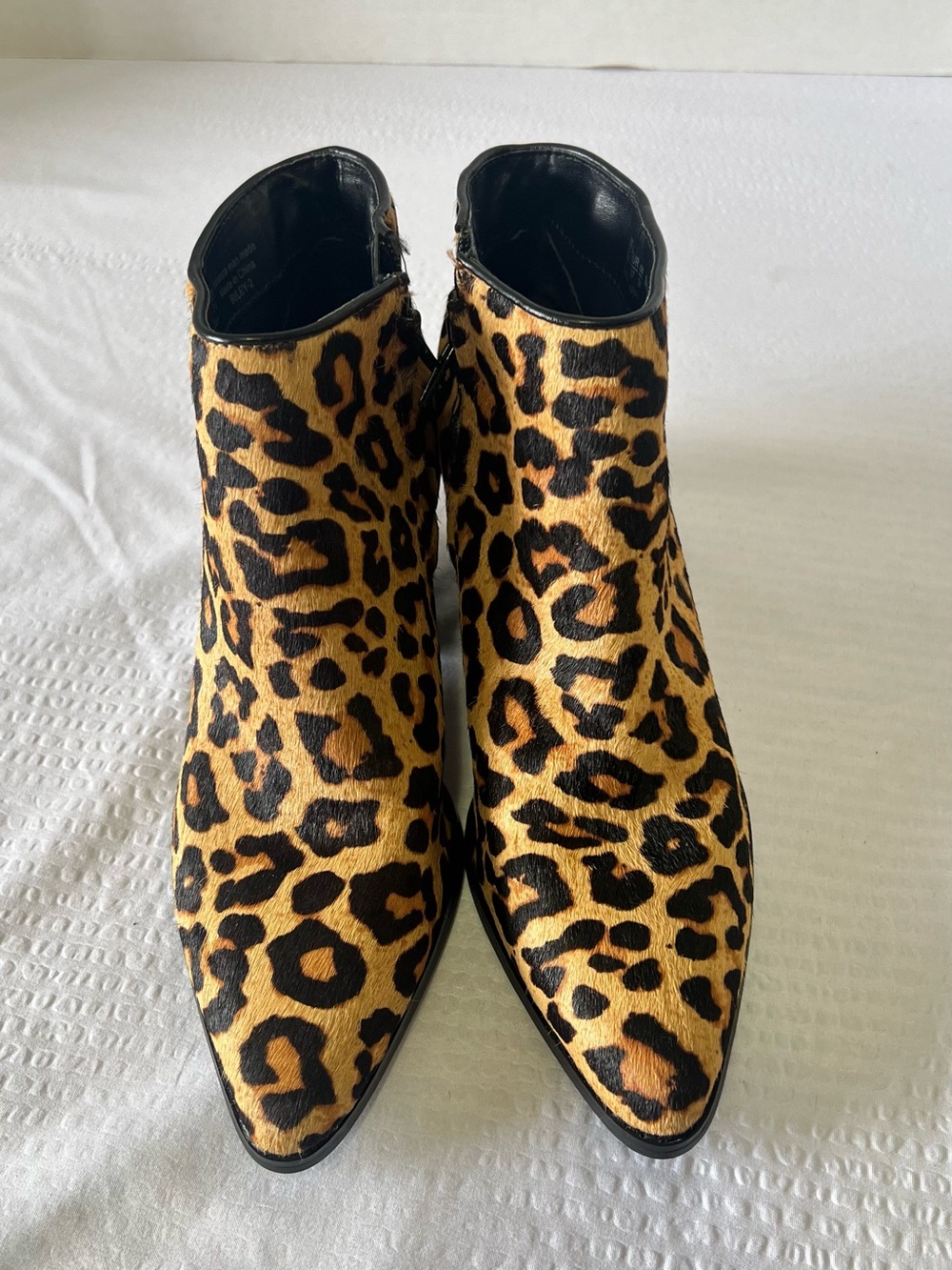 Bleecker & Bond Leopard Print Pointed Toe Ankle Boots - Leather